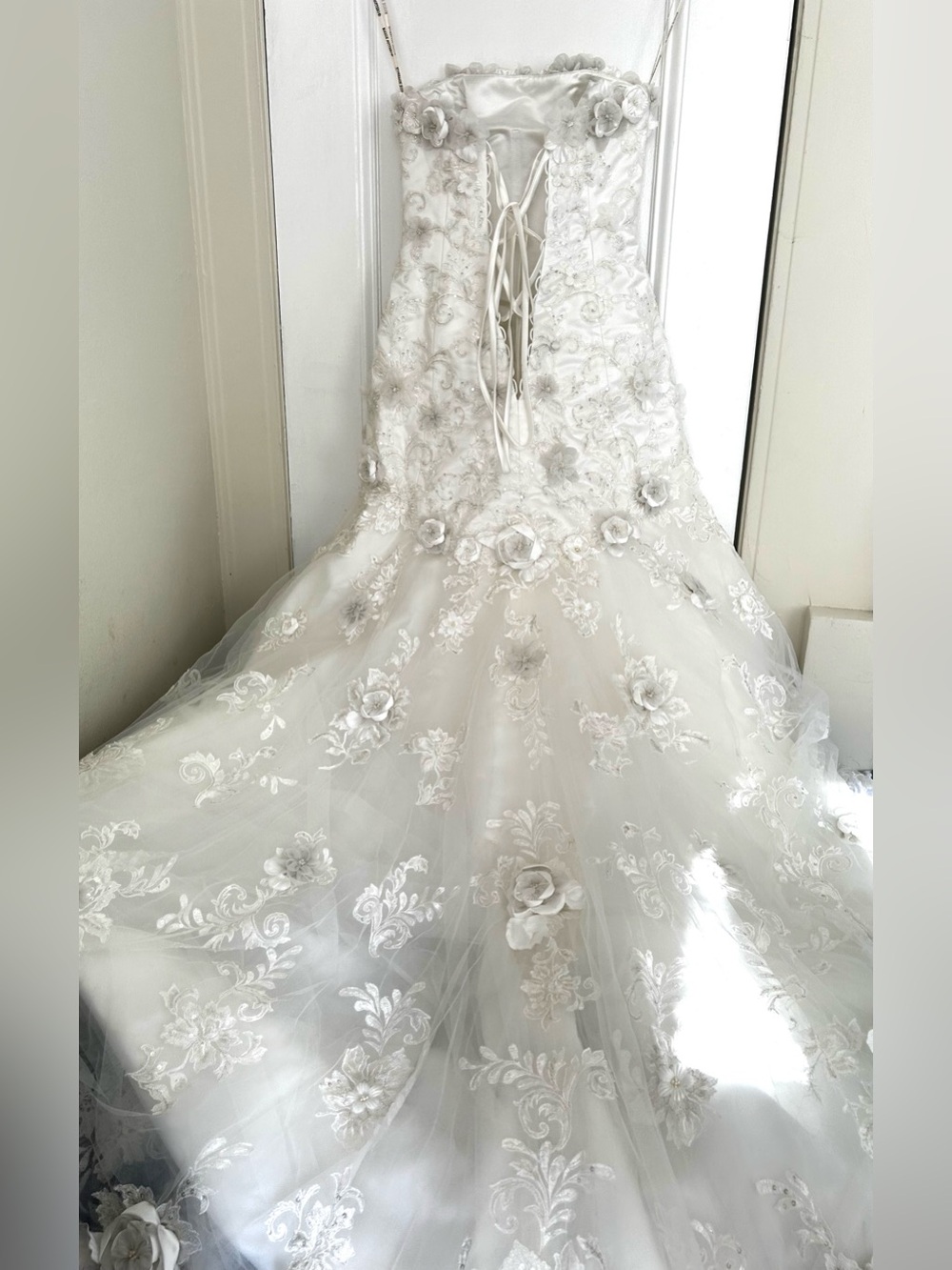 VTG NWOT Tag 10 Fits 2/4 Maggie Sottero Couture Bridal Gown 3D Floral Dress - Picture 8 of 17